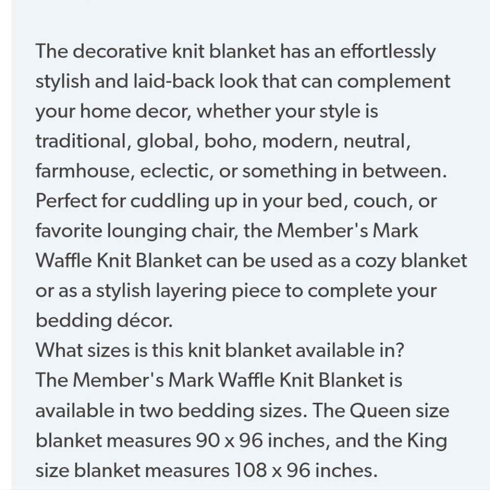Member’s Mark Hotel Waffle Knit King Size White Blanket Coverlet Bedspread NWT - Picture 7 of 8